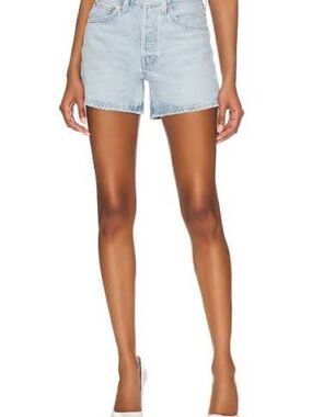 Agolde Light Blue High-Rise Denim Shorts